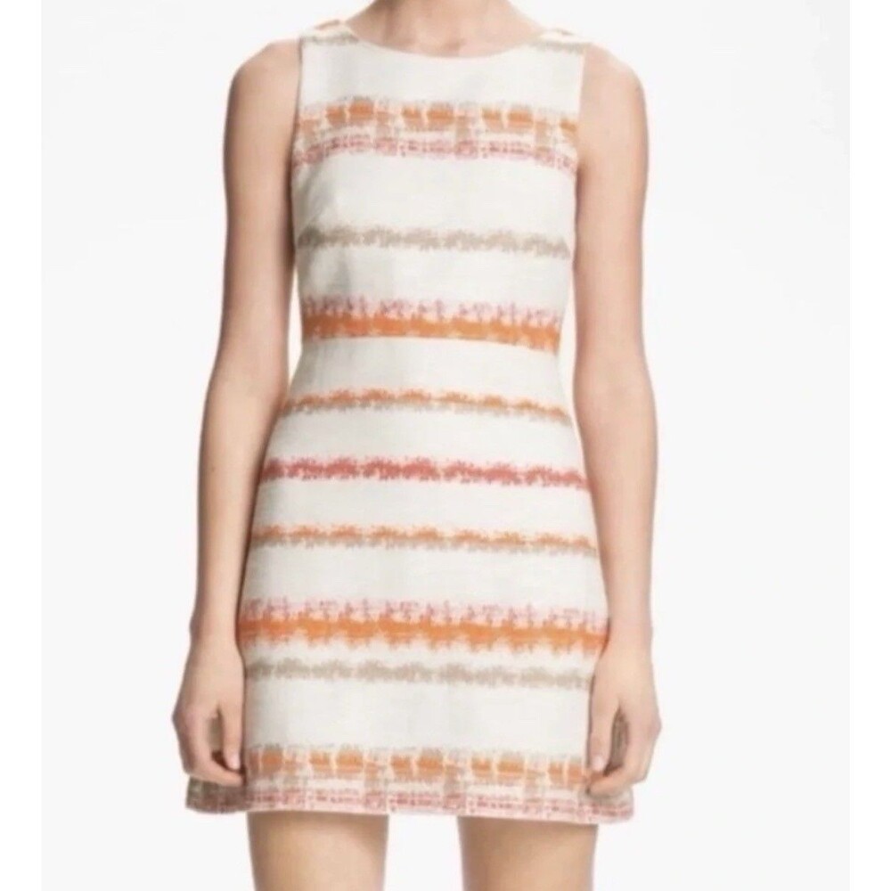 ALICE + OLIVIA Women's Ivory Orange Gray Textured Sleeveless Sheath Mini Dress 2